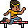 Ik sprint naar de finish!
